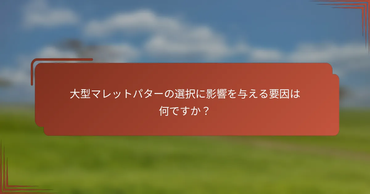 大型マレットパターの選択に影響を与える要因は何ですか？