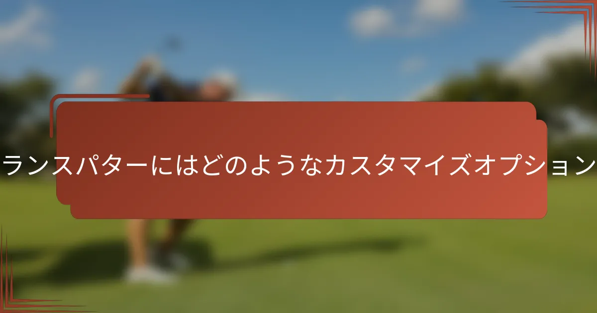 カウンターバランスパターにはどのようなカスタマイズオプションがあるのか？