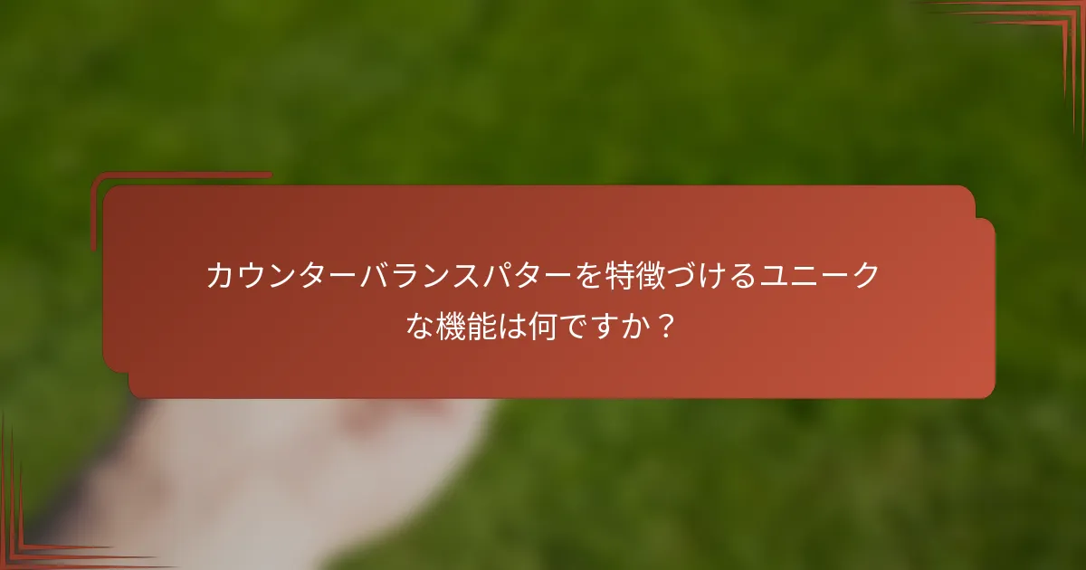 カウンターバランスパターを特徴づけるユニークな機能は何ですか？