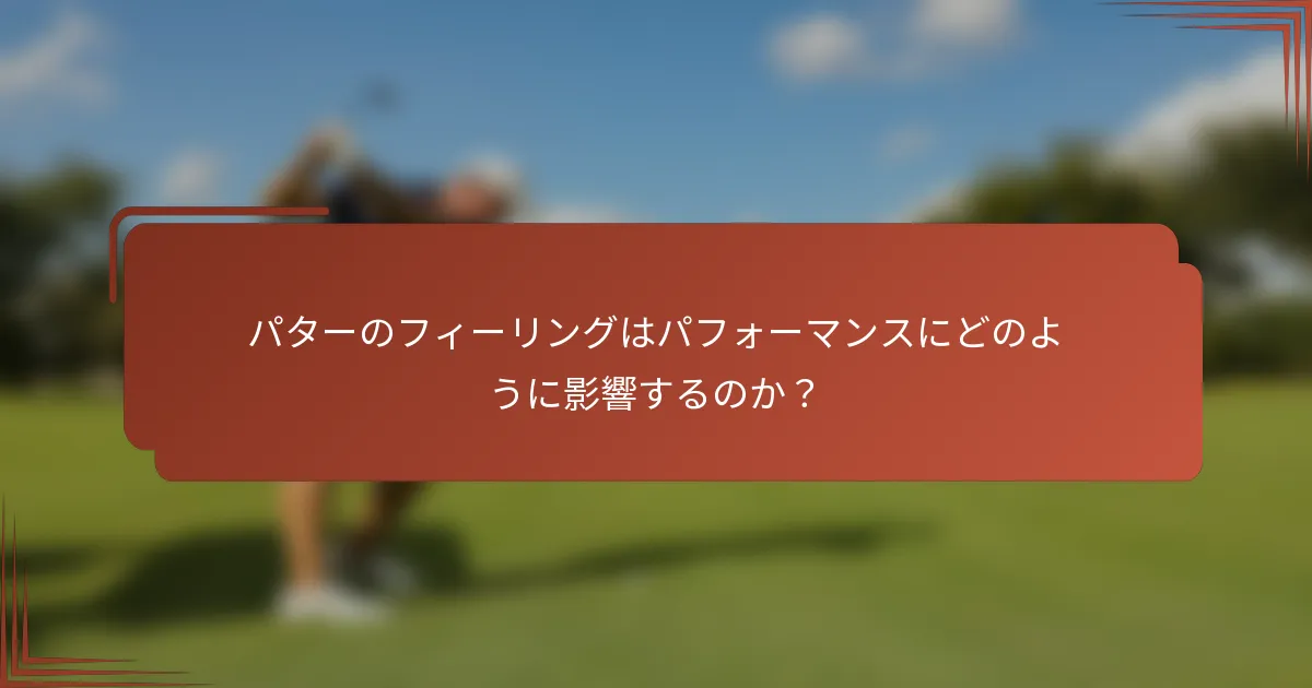 パターのフィーリングはパフォーマンスにどのように影響するのか？