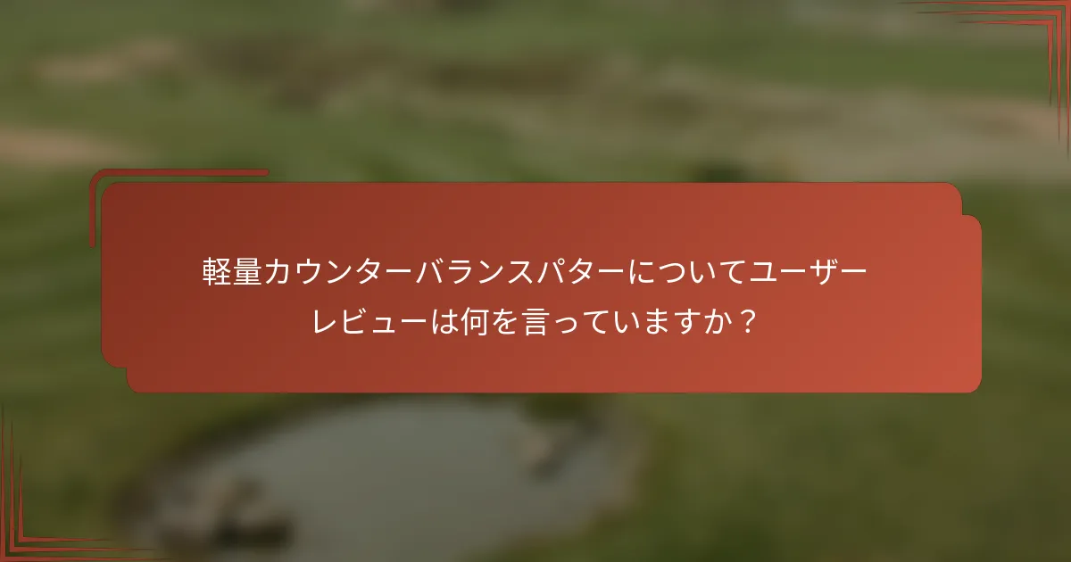 軽量カウンターバランスパターについてユーザーレビューは何を言っていますか？
