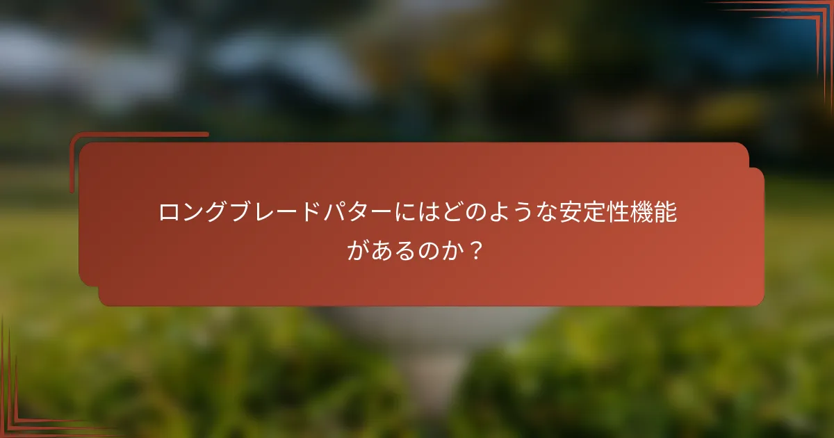 ロングブレードパターにはどのような安定性機能があるのか？