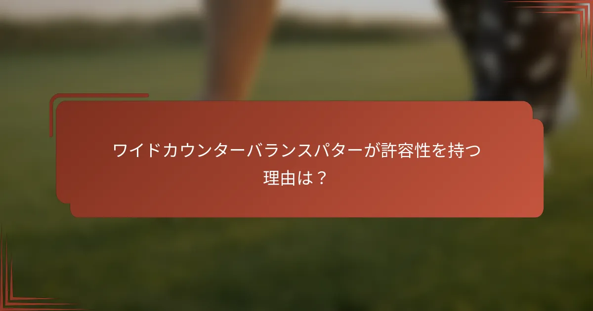 ワイドカウンターバランスパターが許容性を持つ理由は？
