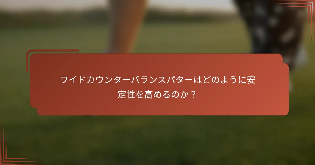 ワイドカウンターバランスパターはどのように安定性を高めるのか？